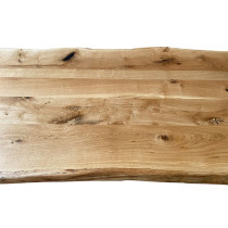 Eiche, Tischplatte, verleimt, astig, rustikal, 130 x 80 x 4,5 cm, beidseitig Baumkante, geölt